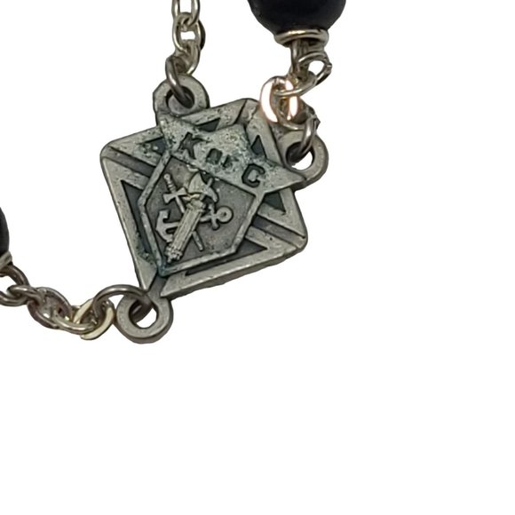 NOS Vintage Rosary Black Beads Malco Boxwood K of C Knights of Columbus 7693 - Picture 15 of 16